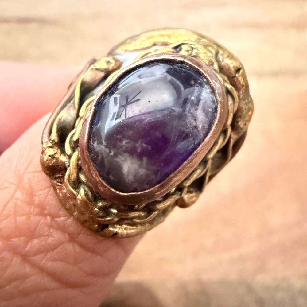 Amethyst Mixed Metal Statement Ring - image 2